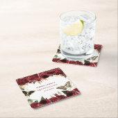 Burgundy Gold Floral Butterfliegen Quinceanera Rechteckiger Pappuntersetzer (Vor Ort)