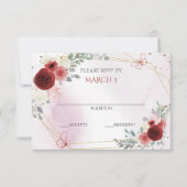 Burgundy Gold Floral Butterfliegen Quinceanera RSVP Karte (Vorderseite)