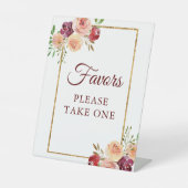 Burgundy Gold Floral Chic Herbstliche Gastgeschenk Sockelschild (Vorderseite)