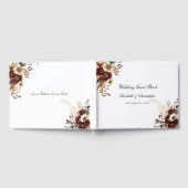 Burgundy Gold Floral Elegante Hochzeit Gästebuch (Voll)