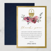 BURGUNDY GOLD FLORAL ERSTE HOLZGEMEINSCHAFT DANKESKARTE (Vorne/Hinten)