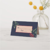 Burgundy Gold Floral Hochzeit im Herbst Platzkarte (Vorderseite)