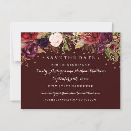 Burgundy Gold Floral Hochzeit im Herbst Save the D Save The Date