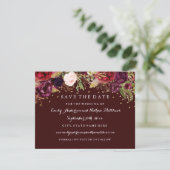 Burgundy Gold Floral Hochzeit im Herbst Save the D Save The Date (Stehend Vorderseite)