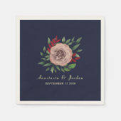 Burgundy Gold Floral Hochzeit im Herbst Serviette (Vorderseite)