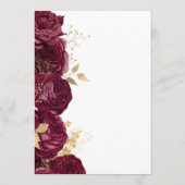 Burgundy Gold Floral Script Wedding Menükarte (Rückseite)