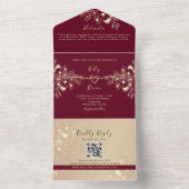 Burgundy Gold Floral Wedding All In One Einladung (Innen Boden)