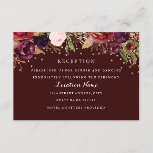 Burgundy Gold Floral Wedding Card Begleitkarte