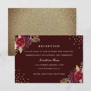 Burgundy Gold Floral Wedding Card Einladung