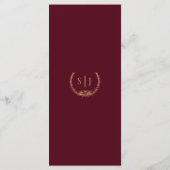 Burgundy Gold Floral Wedding Flat Menu Menükarte (Rückseite)