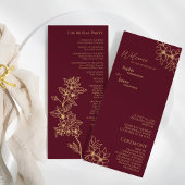 Burgundy Gold Floral Wedding Flat Program Programm