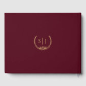 Burgundy Gold Floral Wedding Guest Book Gästebuch (Rückseite)