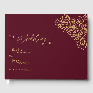 Burgundy Gold Floral Wedding Guest Book Gästebuch