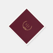 Burgundy Gold Floral Wedding Monogram Napkin Serviette (Ecke)