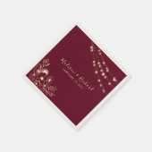 Burgundy Gold Floral Wedding Napkins Serviette (Ecke)