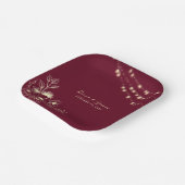 Burgundy Gold Floral Wedding Paper Teller (Gewinkelt)