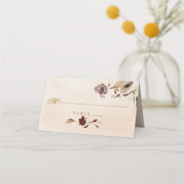 Burgundy Gold Floral Wedding Platzkarte