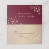 Burgundy Gold Floral Wedding Platzkarte (Außenseite Aufgefaltet)