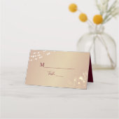 Burgundy Gold Floral Wedding Platzkarte (Vorderseite)