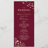 Burgundy Gold Floral Wedding Program Card Programm (Vorderseite)