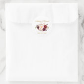 Burgundy Gold Floral Wedding Runder Aufkleber (Tasche)