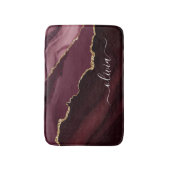 Burgundy Gold Foil Agate Geode Gold Monogram Badematte (Vorderseite Vertikal)