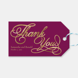 Burgundy & Gold Foil Calligrafy Wedding Geschenkanhänger