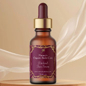 Burgundy & gold foil damask dropper bottle label adressaufkleber