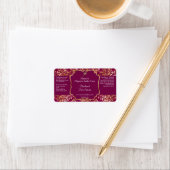 Burgundy & gold foil damask dropper bottle label adressaufkleber (Insitu)