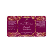 Burgundy & gold foil damask dropper bottle label adressaufkleber (Vorne)