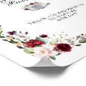 Burgundy Gold Foil Foto Stand Wedding Sign Poster (Ecke)