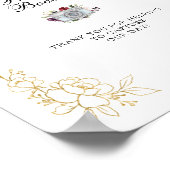 Burgundy Gold Foil Foto Stand Wedding Sign Poster (Ecke)