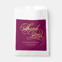 Burgundy & Gold Foil Thank You Calligraphy Wedding