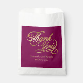 Burgundy & Gold Foil Thank You Calligraphy Wedding Geschenktütchen