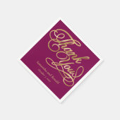 Burgundy & Gold Foil Thank You Calligraphy Wedding Serviette (Ecke)