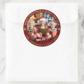 Burgundy Gold Foto Frohe Weihnachtsfeiertage FOTO Runder Aufkleber (Tasche)