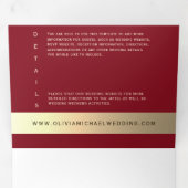Burgundy Gold Foto Tri-Fold Wedding Einladung (Innen Erste Seite)