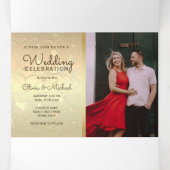 Burgundy Gold Foto Tri-Fold Wedding Einladung (Innenseite Mitte)