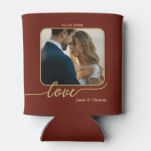 Burgundy Gold Foto Wedding Can Cooler Dosenkühler (Rückseite)