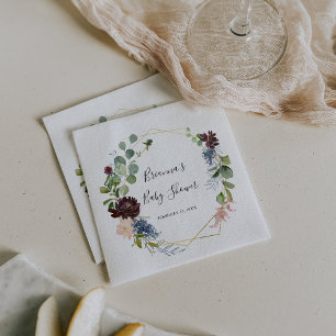 Burgundy Gold Geometric Baby Shower Serviette