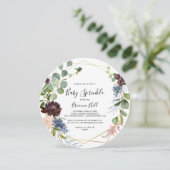 Burgundy Gold Geometric Baby Sprinkle Einladung (Stehend Vorderseite)