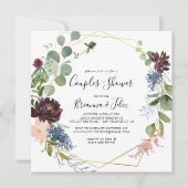 Burgundy Gold Geometric Couples Dusche Einladung (Vorderseite)