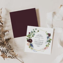 Burgundy Gold Geometric Diamond Wedding Einladung