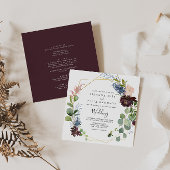 Burgundy Gold Geometric Front & Back Wedding Einladung