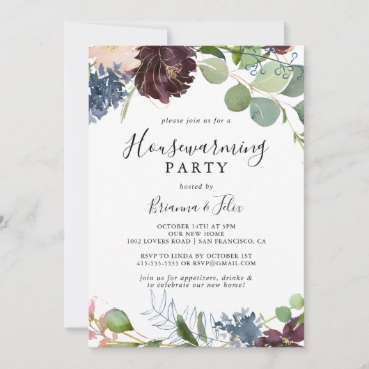 Burgundy Gold Geometric Housewarming Party Einladung (Vorderseite)