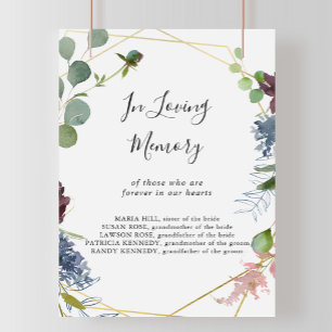 Burgundy Gold Geometric in Love Memory Sign Poster