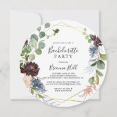 Burgundy Gold Geometric Junggeselinnen-Abschied Einladung (Vorderseite)