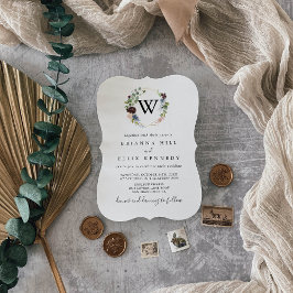 Burgundy Gold Geometric Monogram Wedding Einladung