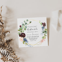 Burgundy Gold Geometric Nuestra Boda Wedding Einladung