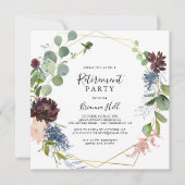 Burgundy Gold Geometric Retirement Party Einladung (Vorderseite)